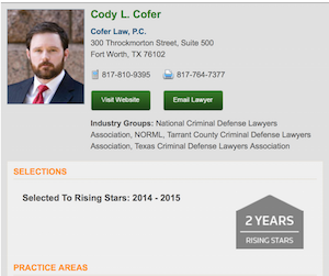 Cody L Cofer Rising Star 2015