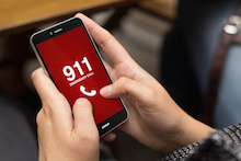 Cell phone 911 call in red