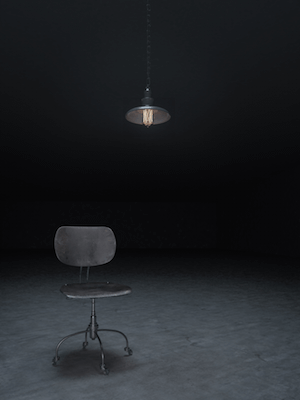 Chair and light in interrogation facility